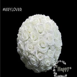 White Rose flower ball Hanging Decorative Flower Ball Centerpieces Silk Rose